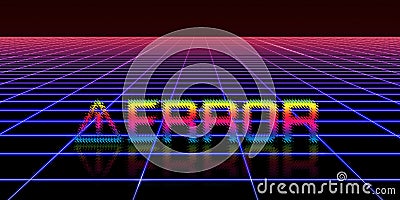 Glitch effect Computer Danger Symbols Cyberpunk Concept 80`s Neon Tone Color Hacking Digital pixels Computer system error 3D Cartoon Illustration