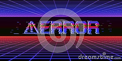 Glitch effect Computer Danger Symbols Cyberpunk Concept 80`s Neon Tone Color Hacking Digital pixels Computer system error 3D Cartoon Illustration