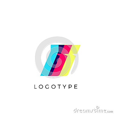Glitch effect letter I, colored spectrum overlay effect. Vector slant symbol for cyber sport, racing, automotive and Vector Illustration