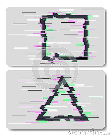 Glitch effects in square and triangular shape Vector Illustration