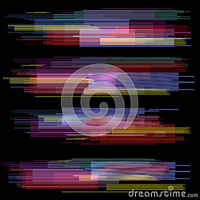 Glitch elements set. Digital pixel noise color abstract design. Video game glitch. Glitches collection. Grunge Vector Illustration