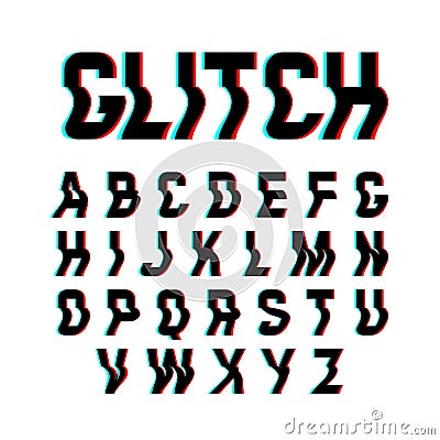 Glitch font Vector Illustration