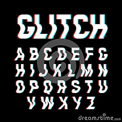 Glitch font Vector Illustration