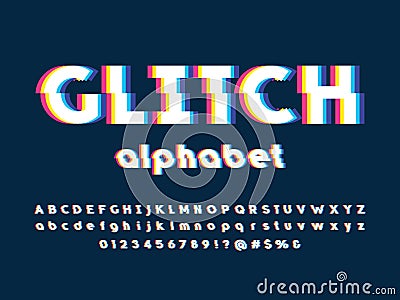 Glitch font Vector Illustration