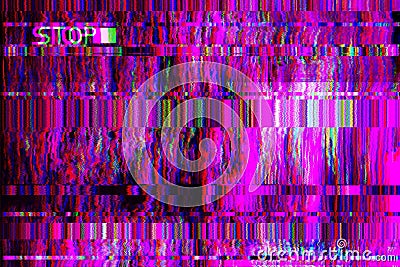 Glitch no signal background pixel noise, digital texture Stock Photo