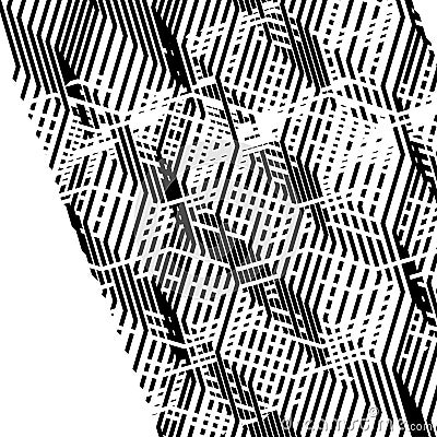 Glitch, noise abstract art. Overlapping random billowy, zig-zag lines. Wavy, waving intersecting lines. Distortion, deformation, Vector Illustration
