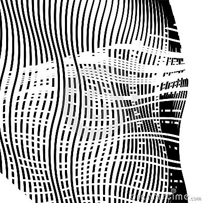 Glitch, noise abstract art. Overlapping random billowy, zig-zag lines. Wavy, waving intersecting lines. Distortion, deformation, Vector Illustration