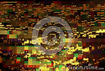 Glitch pixel data moshing digital noise, design gold Stock Photo