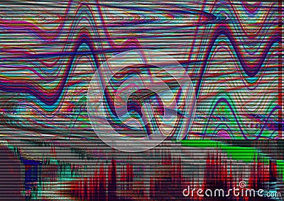 Glitch psychedelic background. Old TV screen error. Digital pixel noise abstract design. Photo glitch. Television signal Stock Photo