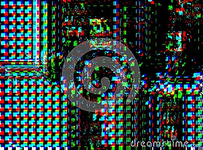 Glitch psychedelic background. Old TV screen error. Digital pixel noise abstract design. Photo glitch. Television signal Stock Photo