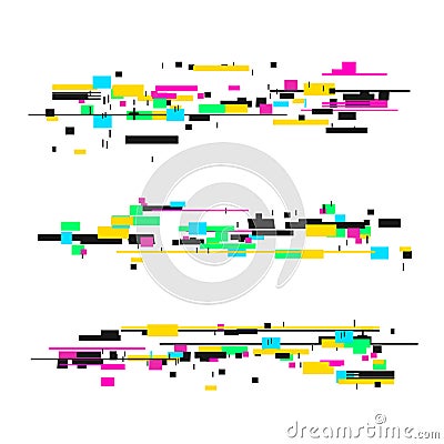 Glitch Style Elements Set. Vector Vector Illustration