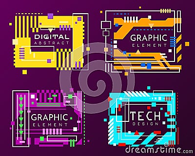 Glitch tech banners Stock Photo