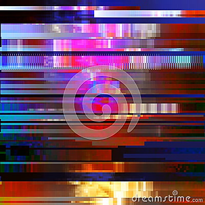 Glitched abstract vector background made of colorful pixel mosaic. Digital decay, signal error, television fail. Trendy Vector Illustration