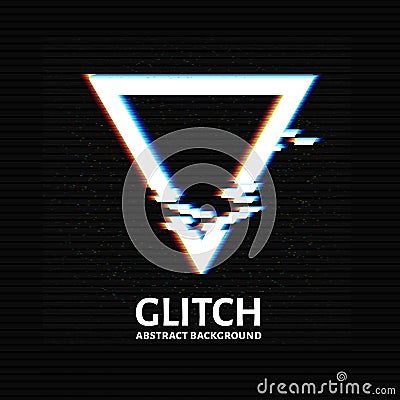 Glitched Triangle Frame Design. Distorted Glitch Style Modern Ba Vector Illustration