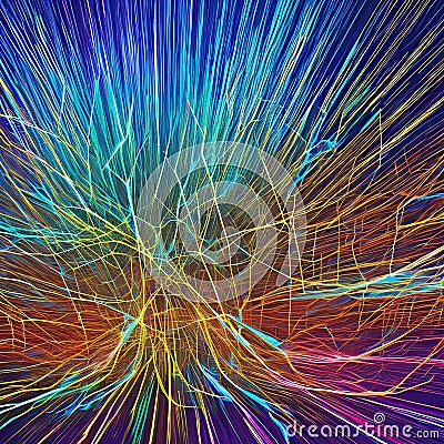 A glitchy abstract interpretation of the human brain, with neurons and synapses firing in a chaotic dance2, Generative AI Stock Photo