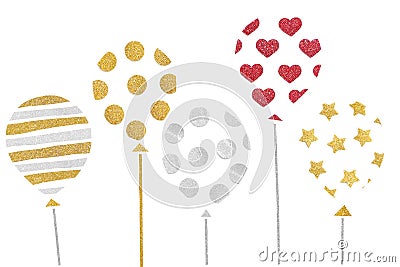 Glitter balloon paper cut on white background Stock Photo