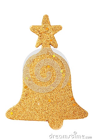 Glitter christmas mas bell decoration isolated on white Stock Photo