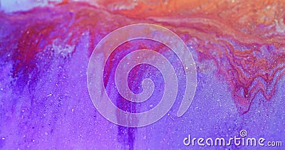 glitter fluid wet ink texture purple orange paint Stock Photo