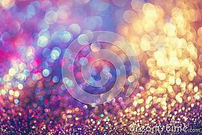 glitter gold bokeh Colorfull Blurred abstract background for birthday, anniversary, wedding, new year eve or Christmas Stock Photo