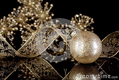 Glitter Gold Christmas Ornament Stock Photo