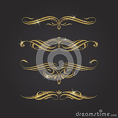 Glitter gold flourishes Vector Illustration