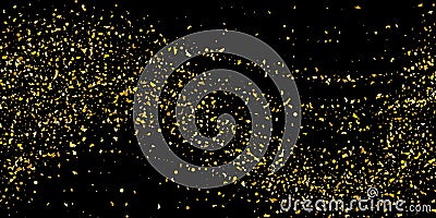 Glitter of golden particles of confetti on a black Vector Illustration