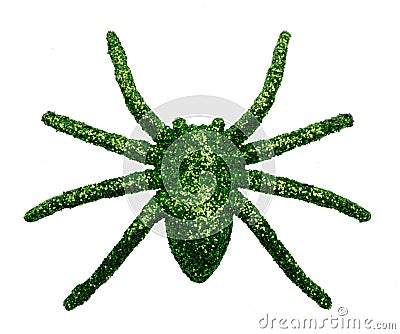 Glitter Green Spider Halloween Decoration Stock Photo