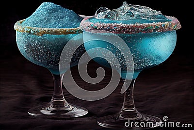 Glitter-Infused Frozen Margaritas, Made with Generative AI Stock Photo