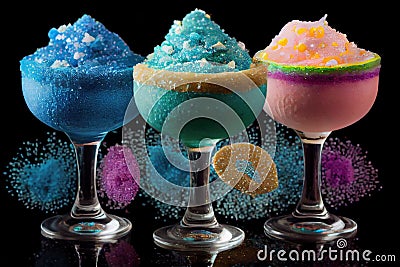 Glitter-Infused Frozen Margaritas, Made with Generative AI Stock Photo