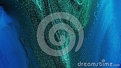 glitter ink abstract background green blue paint Stock Photo