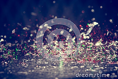 Glitter Lights Background. Vintage Sparkle Bokeh With Selective Stock Photo