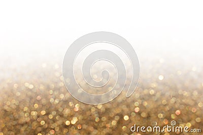 Glitter lights gold gradient blur background. Colorful bokeh tex Stock Photo