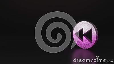 science glitter symbol of rewind icon 3D rendering Stock Photo