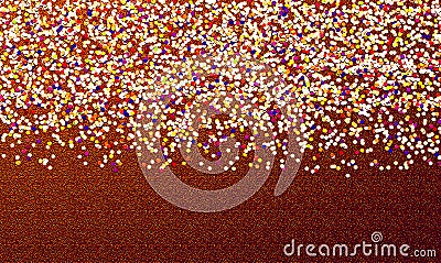 Glitter scattered on bright background. Sequins background design for greetings, card, craft, art sheet, poster. Stock Photo