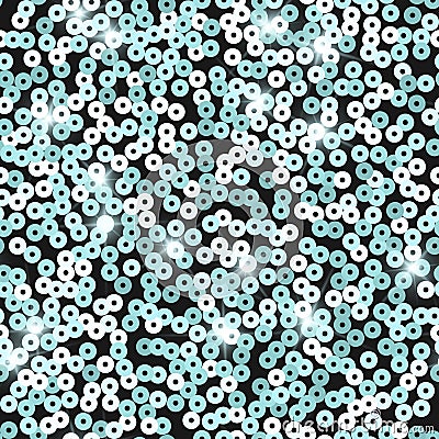 Glitter seamless texture. Admirable mint particles. Endless pattern made of sparkling sequins. Charm Vector Illustration