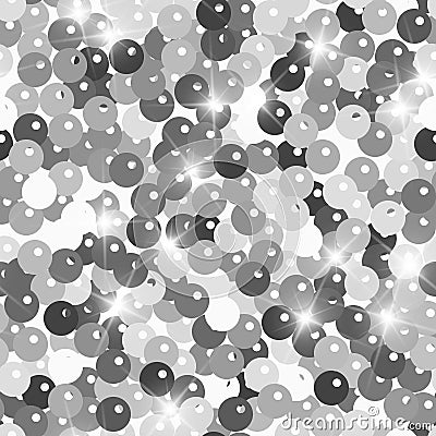 Glitter seamless texture. Admirable silver particles. Endless pattern made of sparkling spangles. Tr Vector Illustration