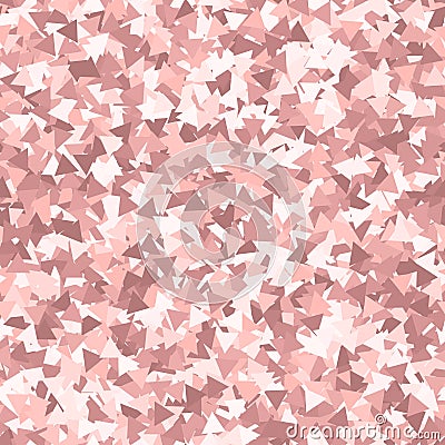 Glitter seamless texture. Adorable pink particles. Endless pattern made of sparkling triangles. Outs Vector Illustration