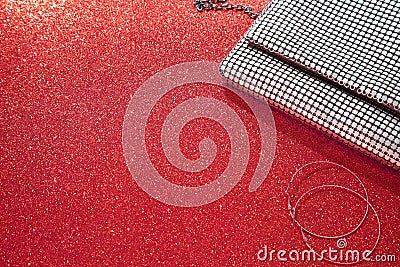 Glitter shiny clutch, copy space Stock Photo