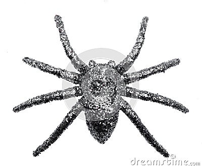 Glitter Silver Spider Halloween Decoration Stock Photo