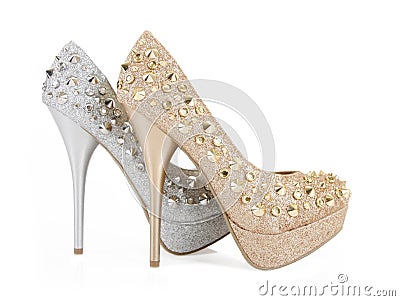 Glitter spiked club shoes Stock Photo