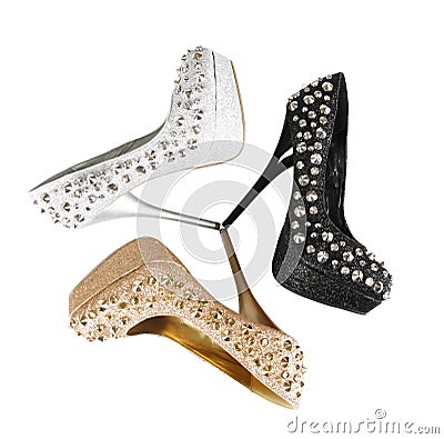 Glitter spiked shoes Stock Photo