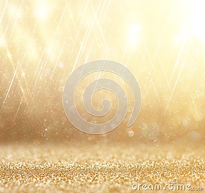 Glitter vintage lights background. abstract gold background . defocused Stock Photo