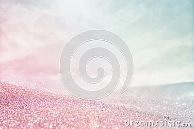 glitter vintage lights background. silver, light pink and blue. de-focused. Stock Photo