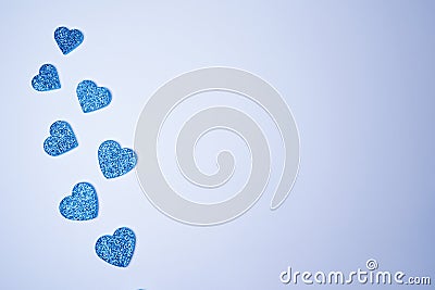 Blue hearts on white background. Valentines day concept. Stock Photo