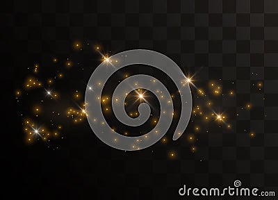 Glittering gold particles of fairy dust. Sparks glitter special light effect. Vector Illustration