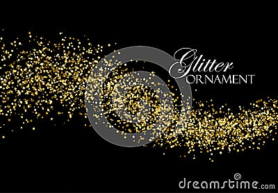 Glittering golden stream of sparkles. Vector Illustration