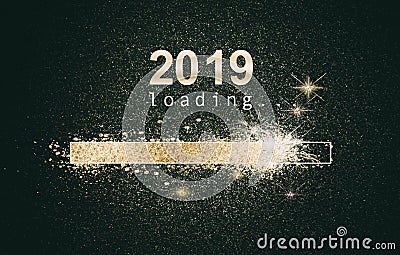 Glittering New Year background with loading screen Stock Photo