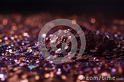 Glittering Rose Gold & Purple Defocused Background Stock Photo