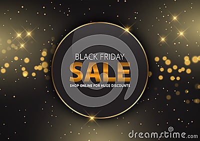 Glittery gold Black Friday sale background Vector Illustration