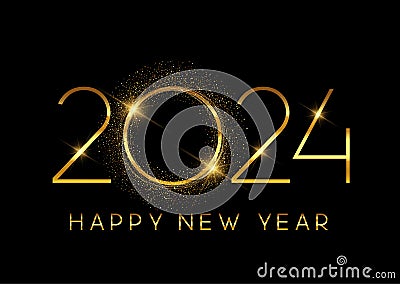 Glittery gold Happy New Year background design Vector Illustration